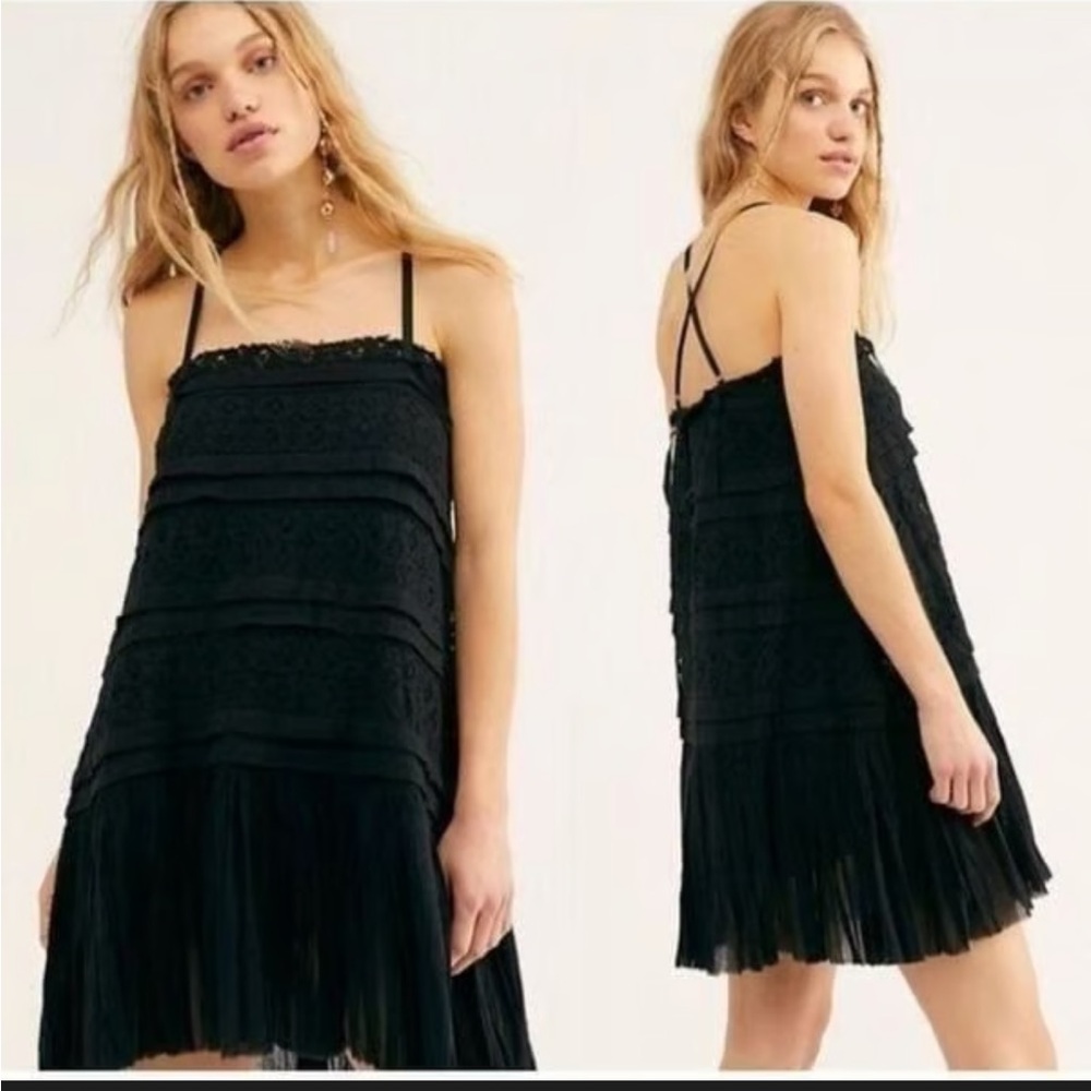 Free People Black Crochet Lace Dress